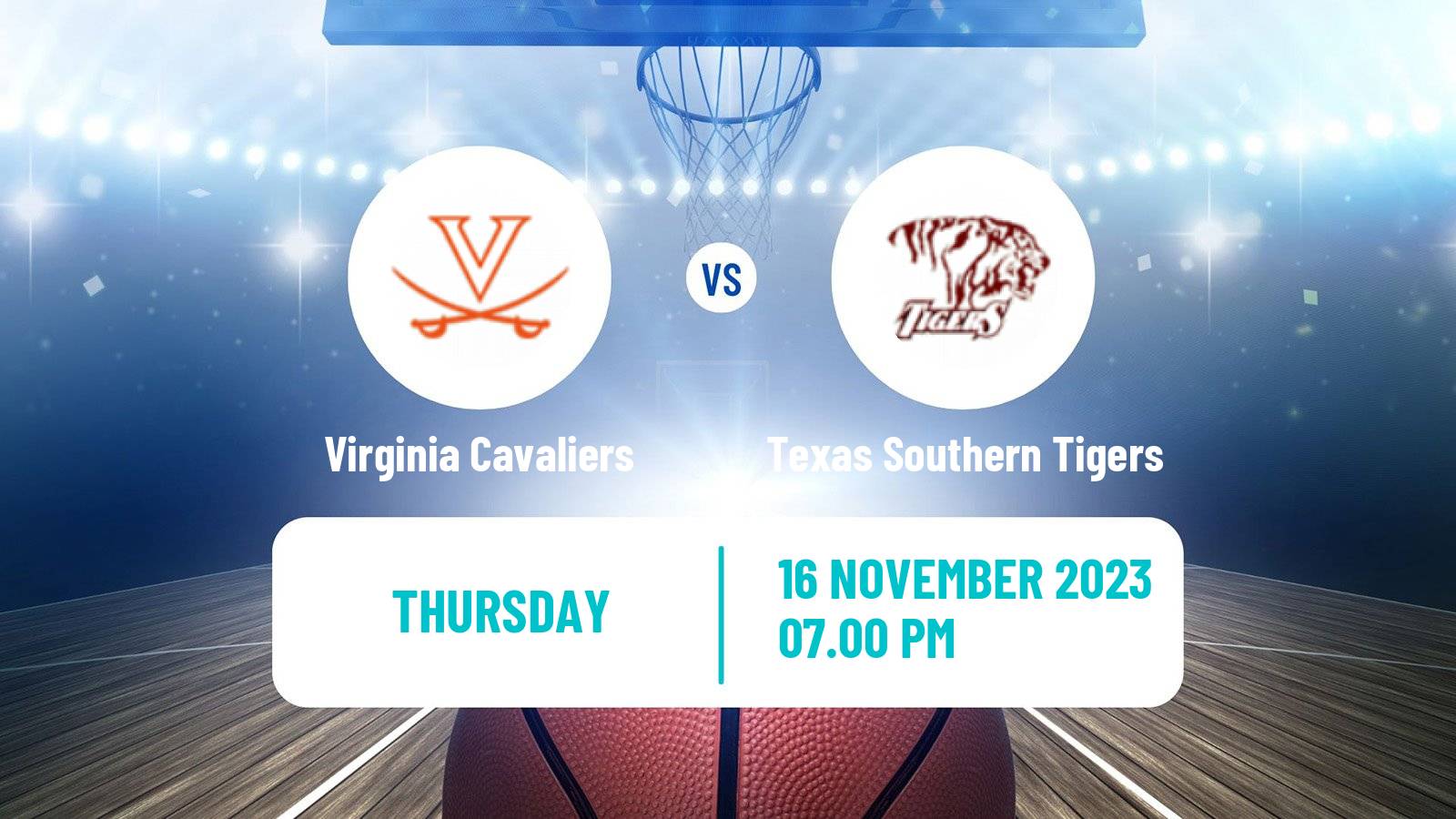 Basketball NCAA College Basketball Virginia Cavaliers - Texas Southern Tigers