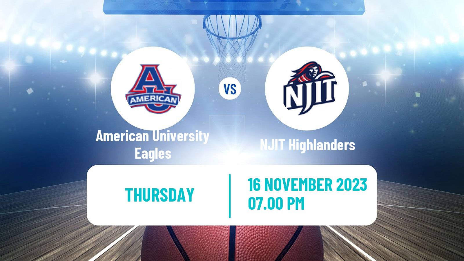 Basketball NCAA College Basketball American University Eagles - NJIT Highlanders