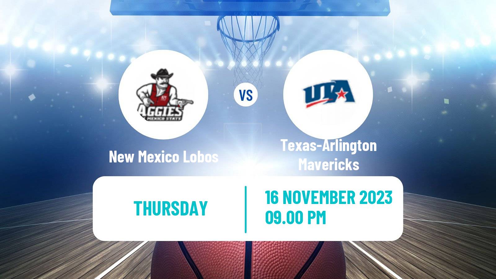 Basketball NCAA College Basketball New Mexico Lobos - Texas-Arlington Mavericks