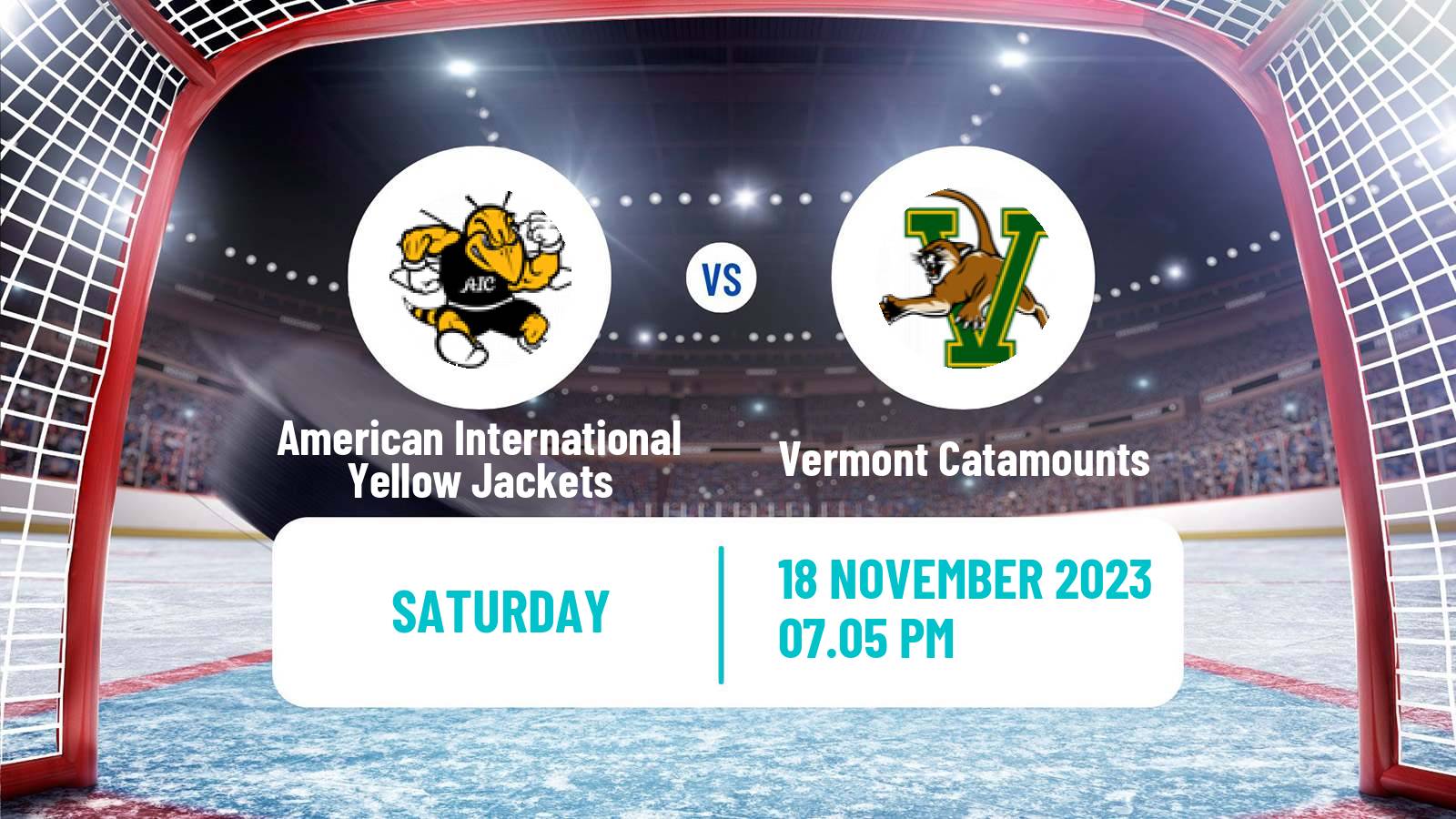 Hockey NCAA Hockey American International Yellow Jackets - Vermont Catamounts