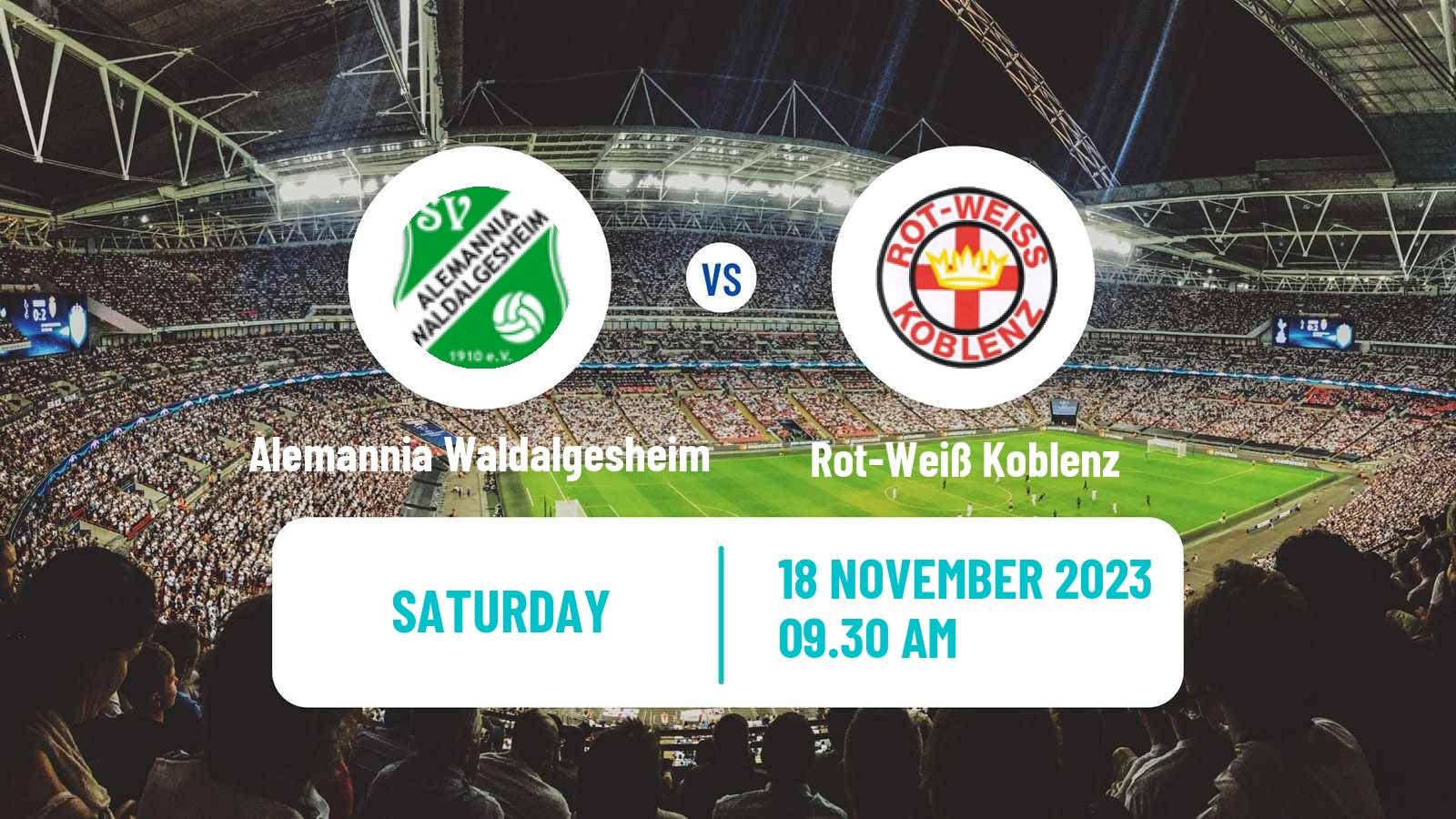 Soccer German Oberliga Rheinland-Pfalz/Saar Alemannia Waldalgesheim - Rot-Weiß Koblenz