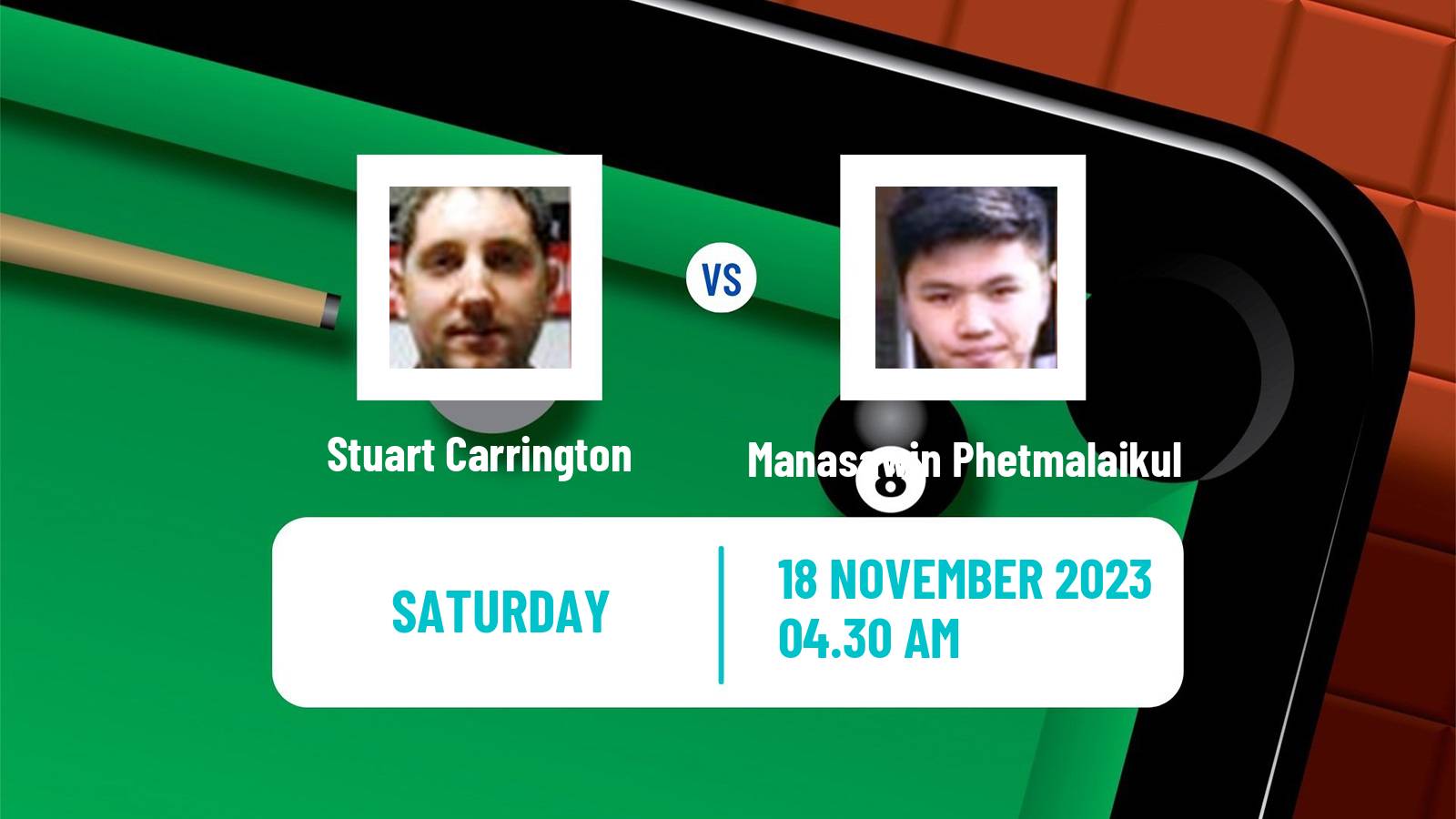 Snooker Uk Championship Stuart Carrington - Manasawin Phetmalaikul