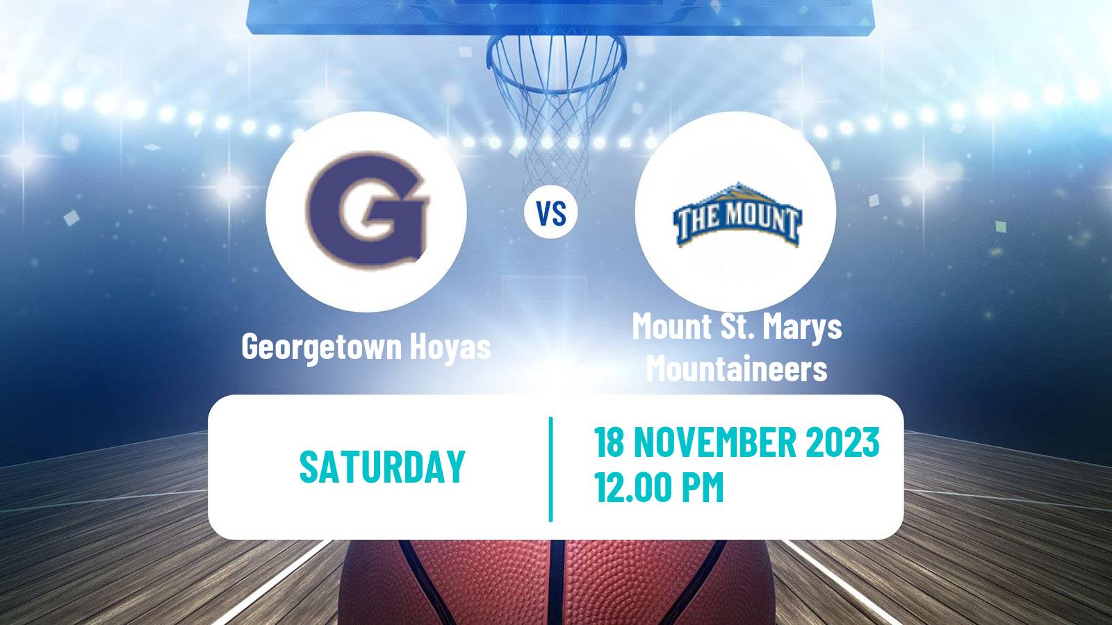 Basketball NCAA College Basketball Georgetown Hoyas - Mount St. Marys Mountaineers