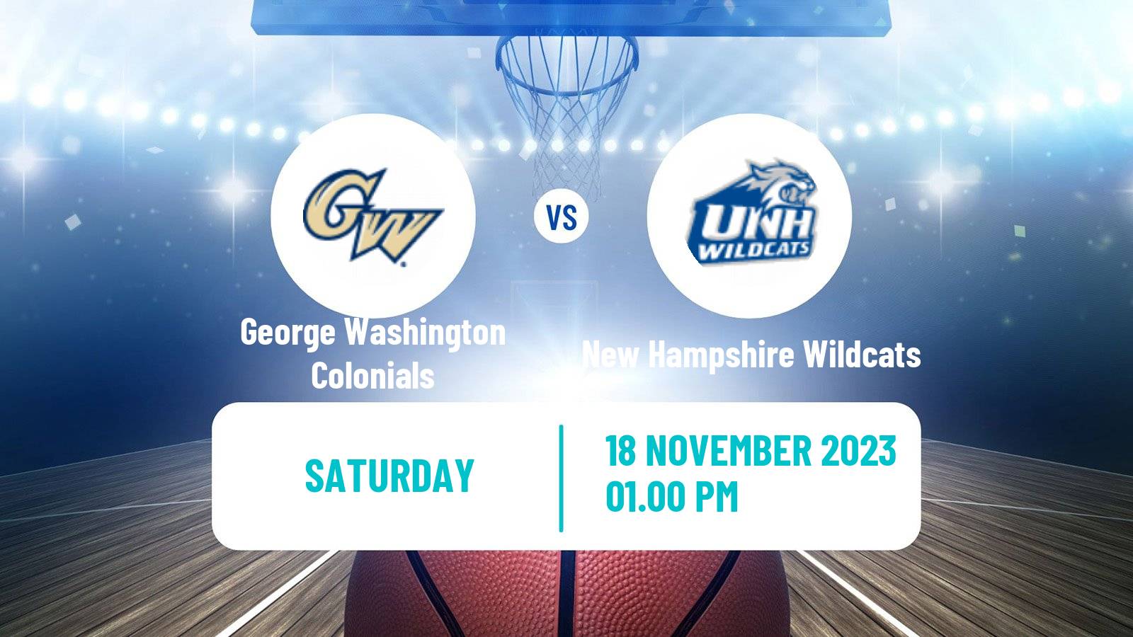 Basketball NCAA College Basketball George Washington Colonials - New Hampshire Wildcats
