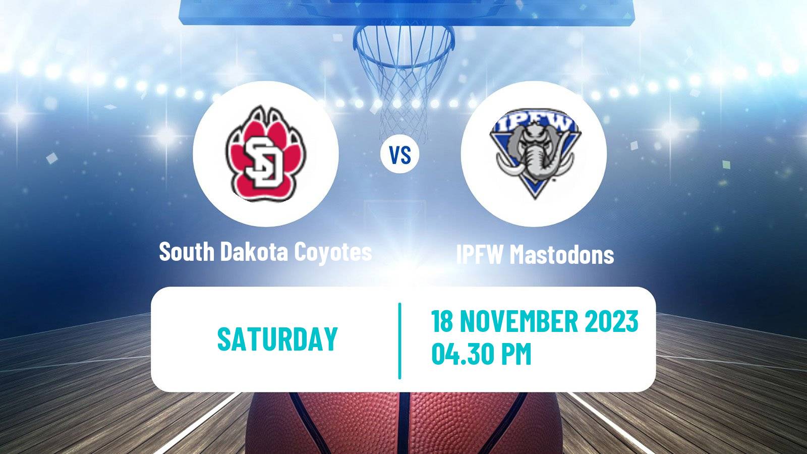 Basketball NCAA College Basketball South Dakota Coyotes - IPFW Mastodons