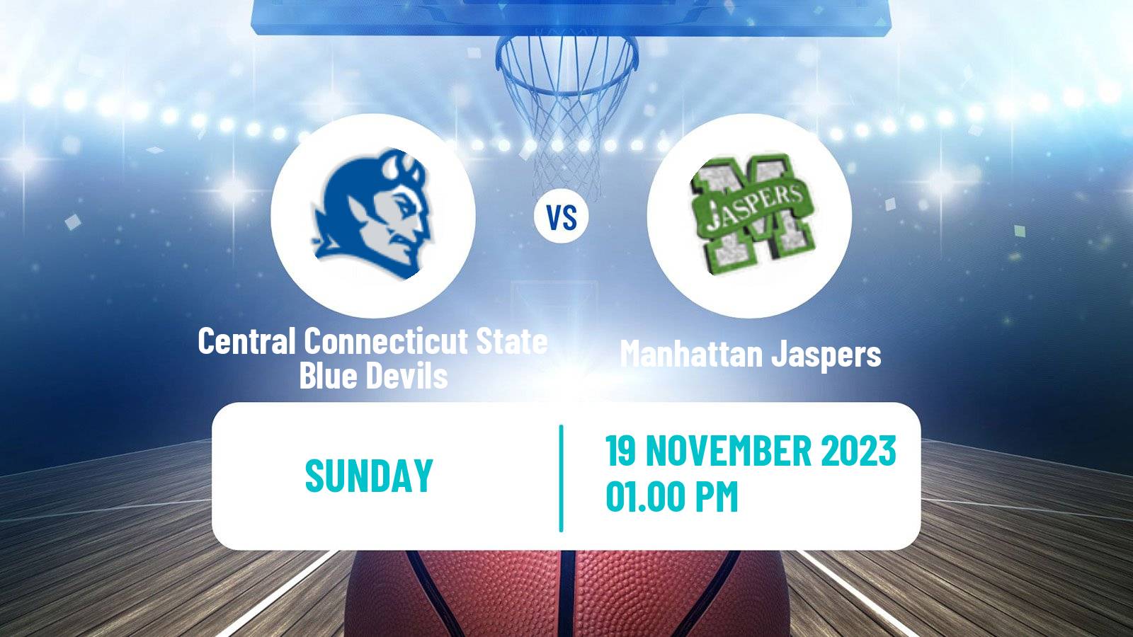 Basketball NCAA College Basketball Central Connecticut State Blue Devils - Manhattan Jaspers