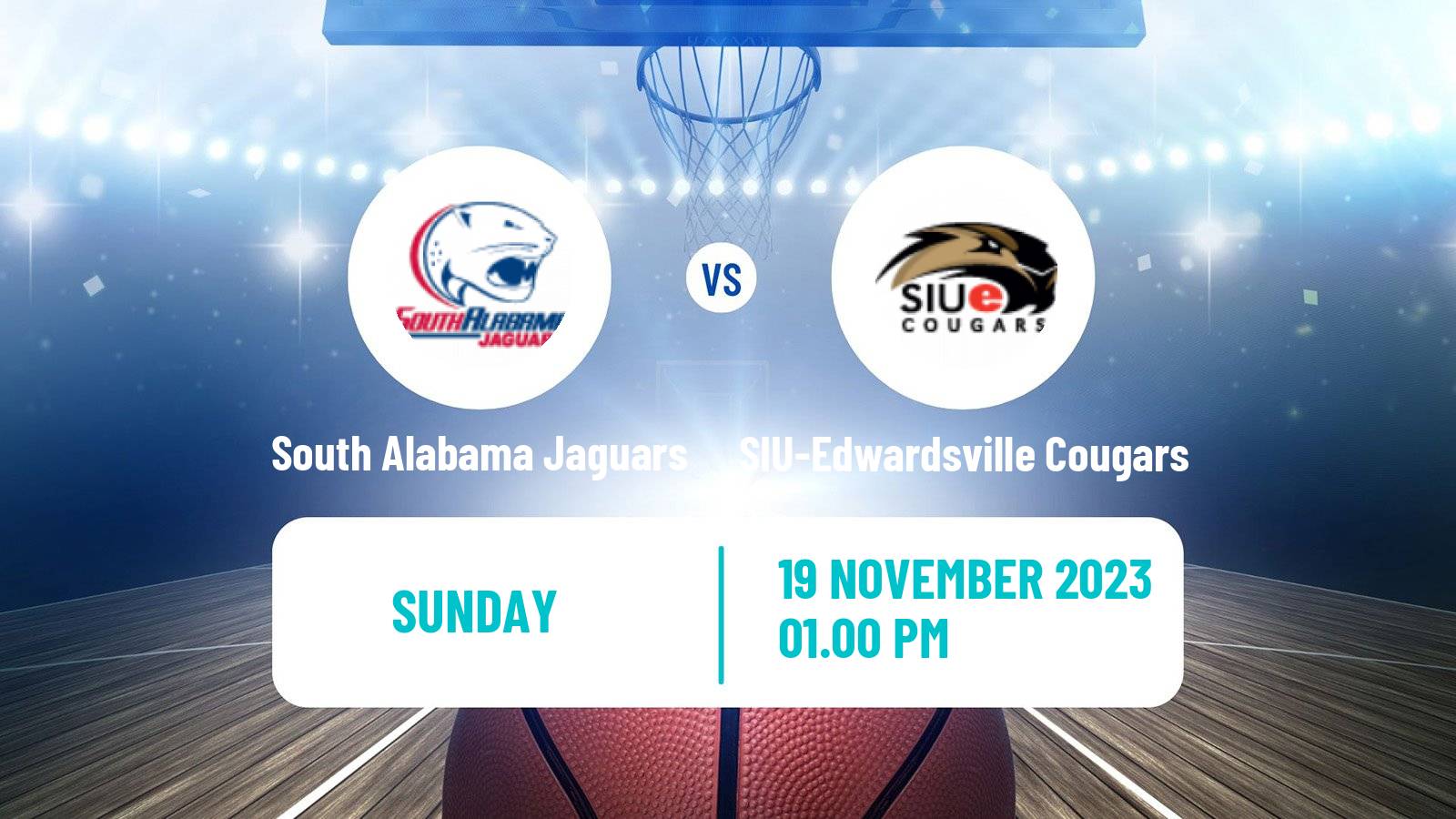 Basketball NCAA College Basketball South Alabama Jaguars - SIU-Edwardsville Cougars