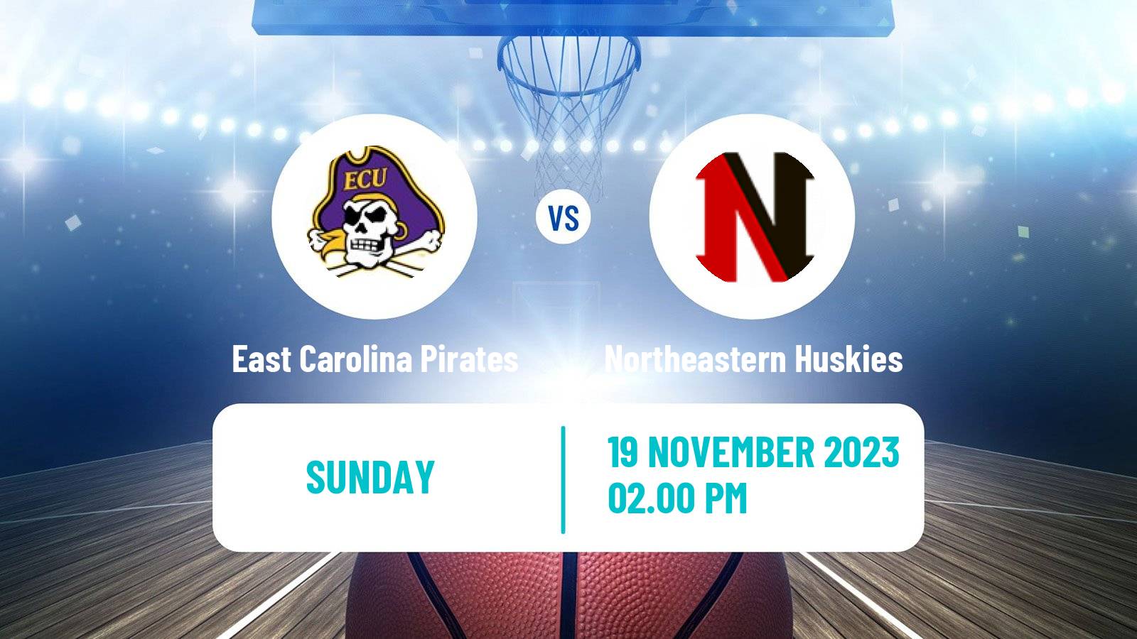 Basketball NCAA College Basketball East Carolina Pirates - Northeastern Huskies