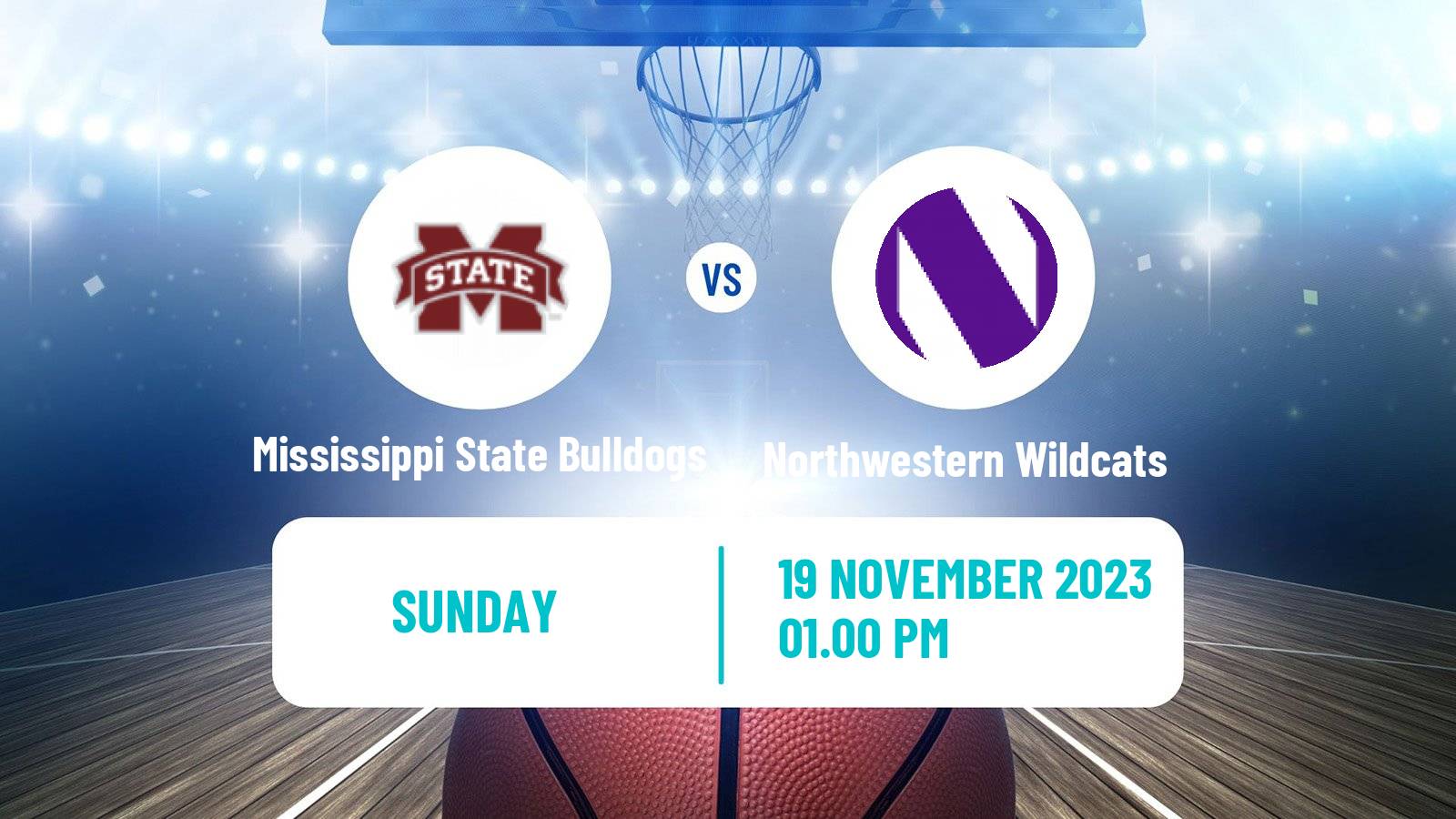 Basketball NCAA College Basketball Mississippi State Bulldogs - Northwestern Wildcats