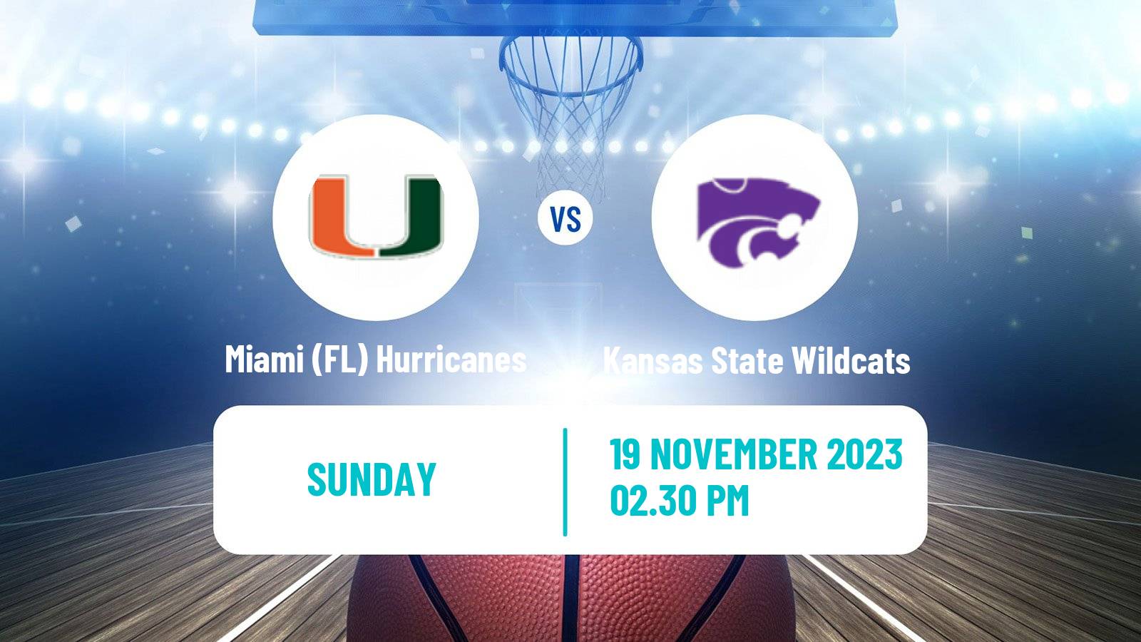 Basketball NCAA College Basketball Miami (FL) Hurricanes - Kansas State Wildcats