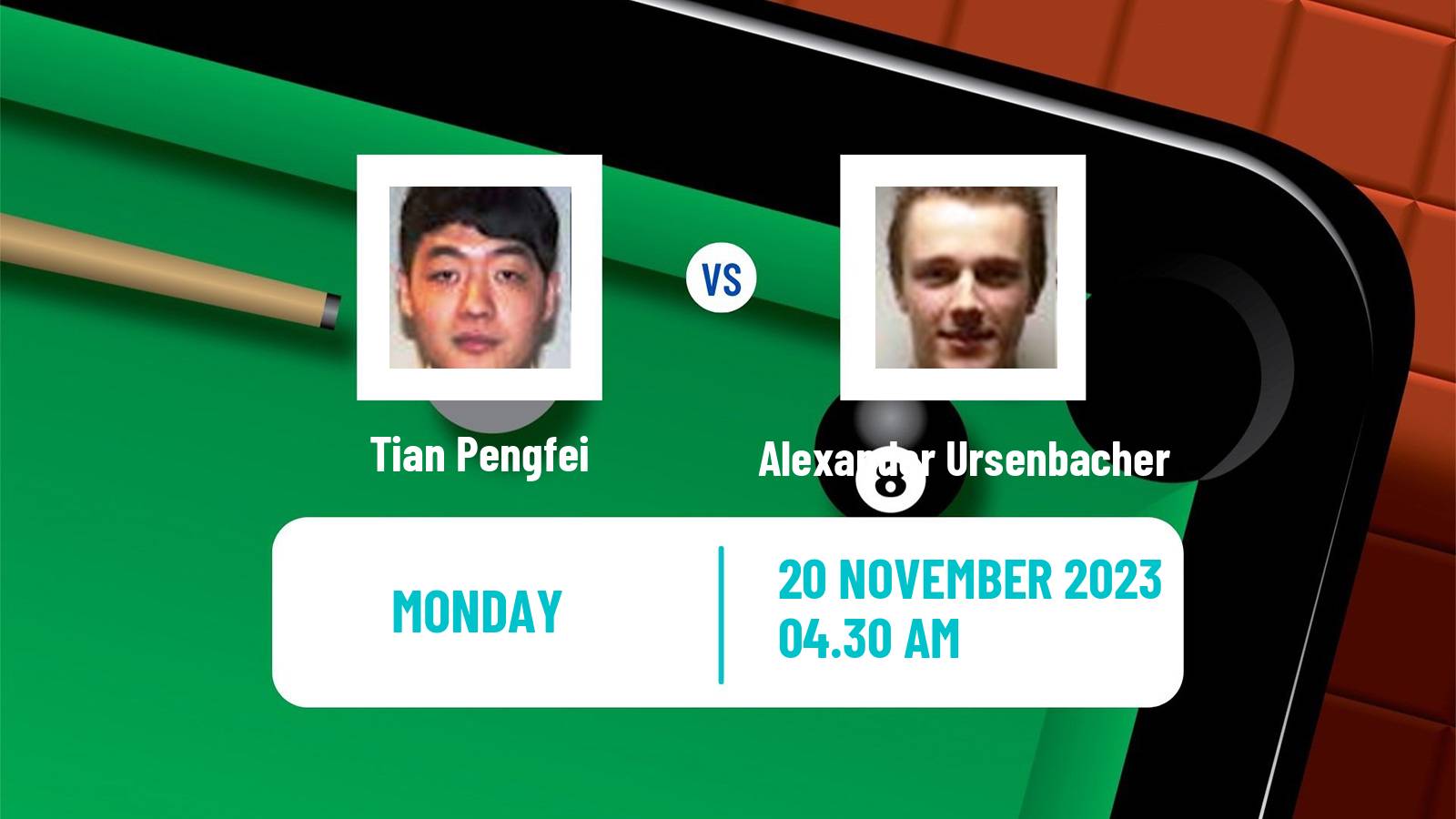 Snooker Uk Championship Tian Pengfei - Alexander Ursenbacher