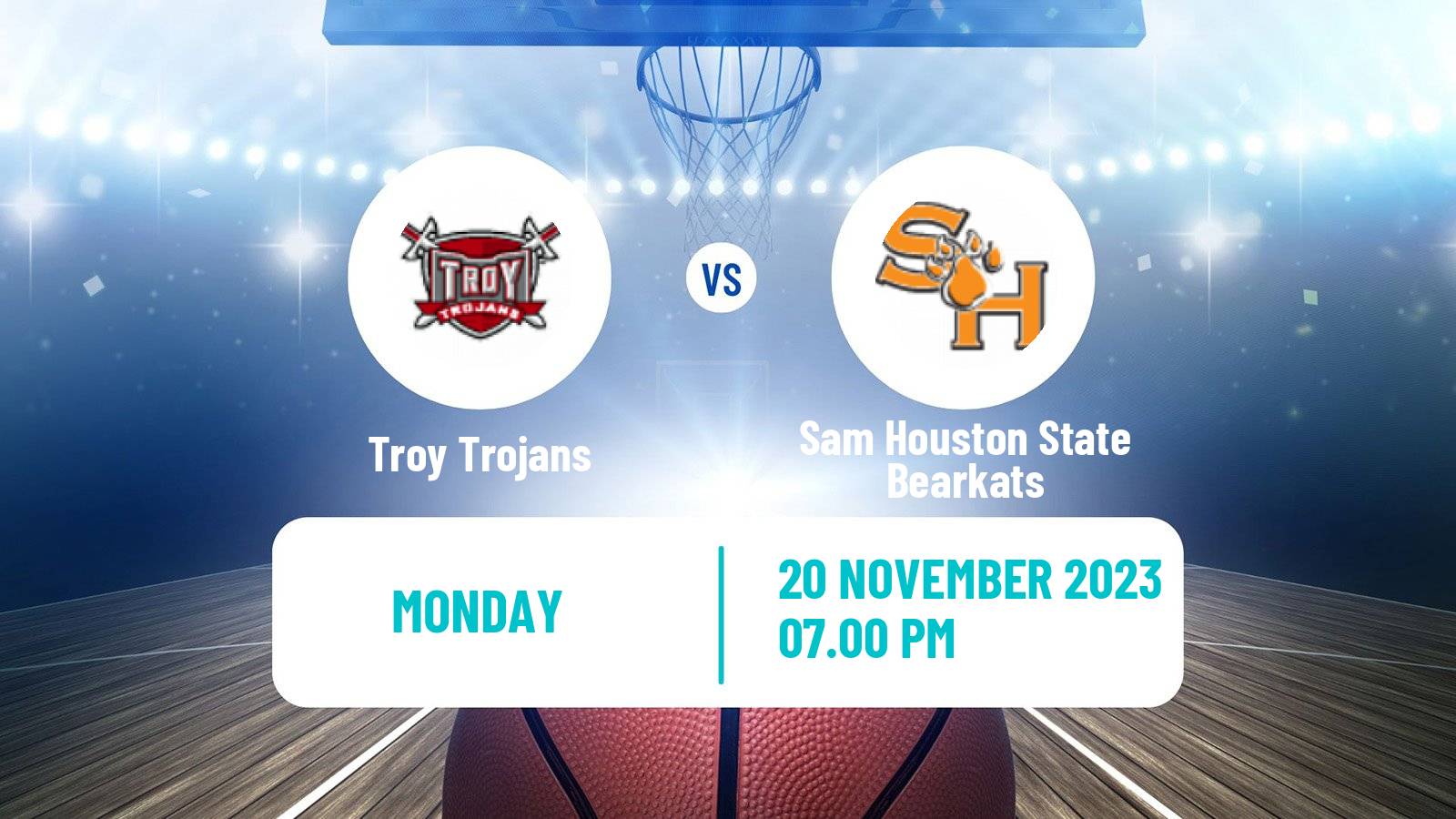 Basketball NCAA College Basketball Troy Trojans - Sam Houston State Bearkats