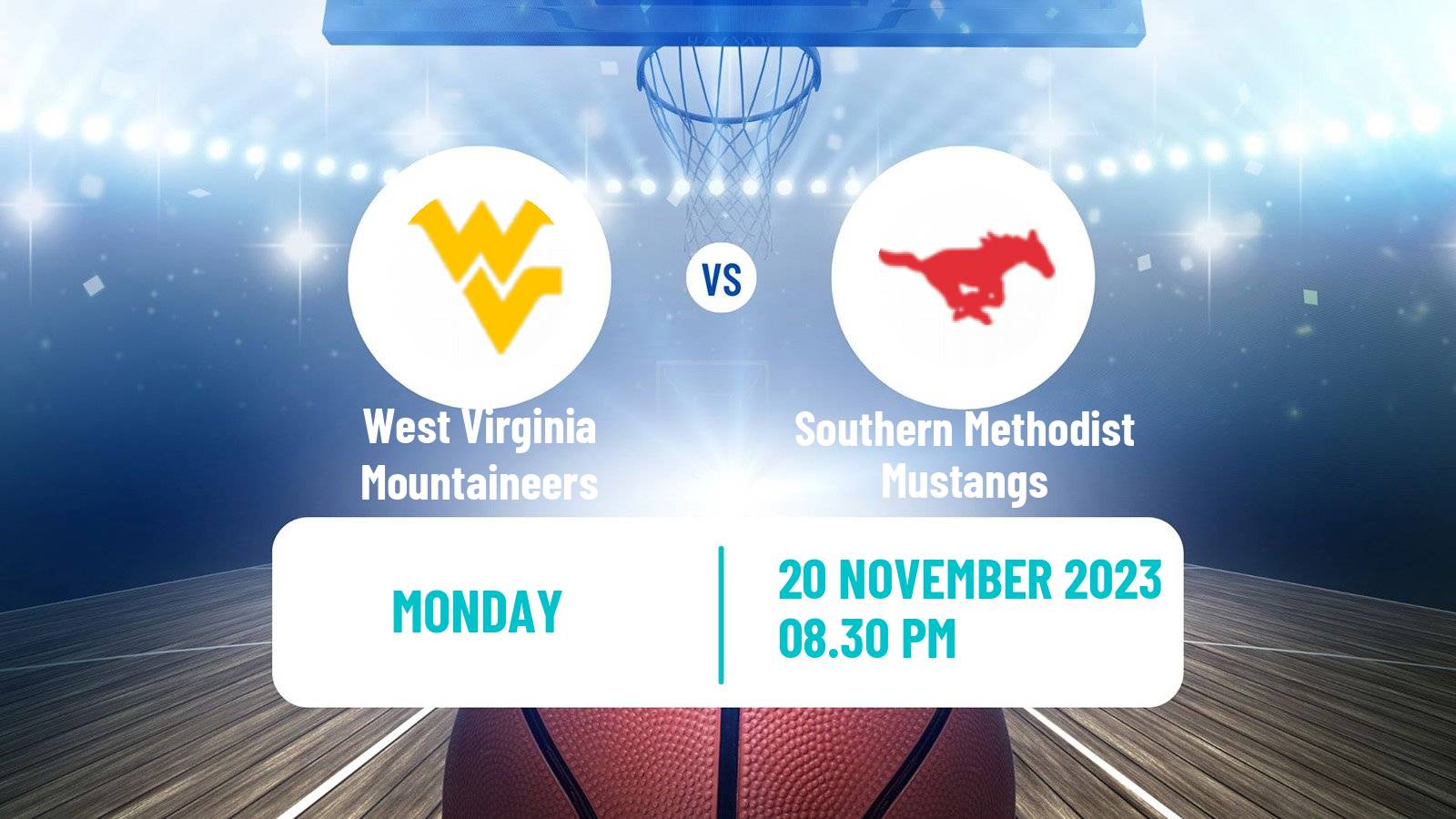 Basketball NCAA College Basketball West Virginia Mountaineers - Southern Methodist Mustangs