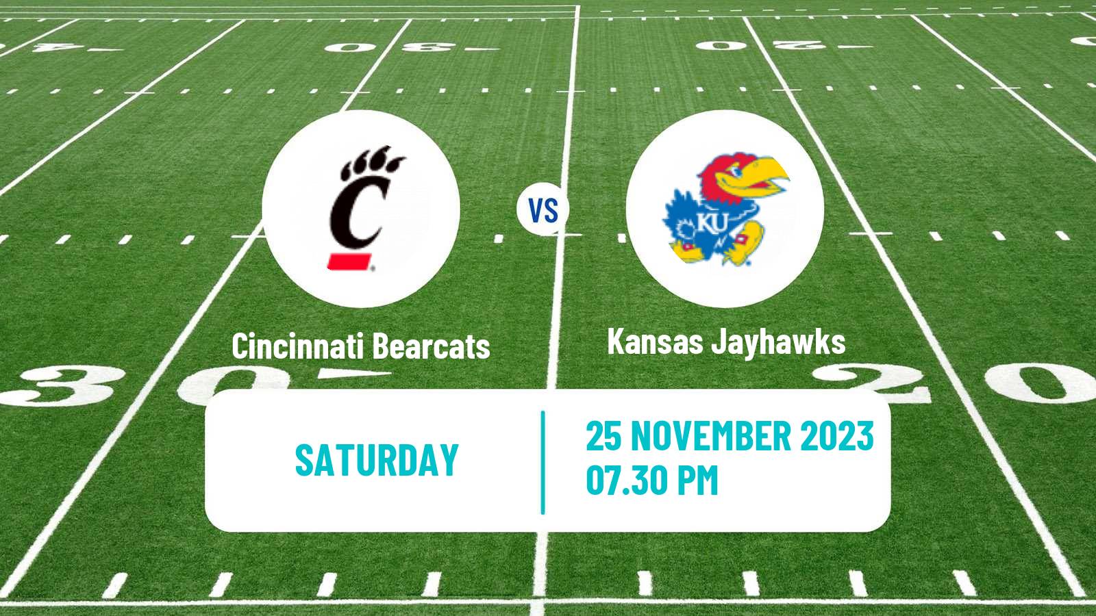 American football NCAA College Football Cincinnati Bearcats - Kansas Jayhawks