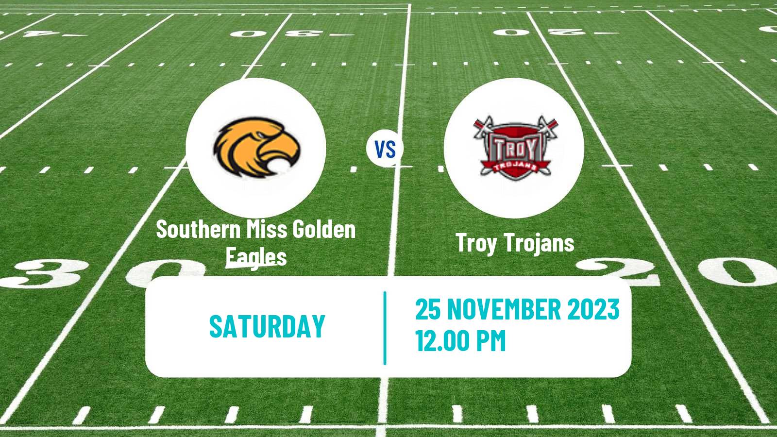American football NCAA College Football Southern Miss Golden Eagles - Troy Trojans