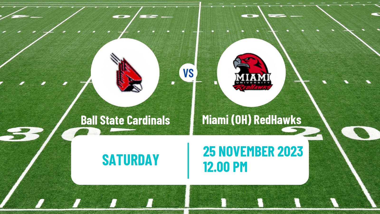 American football NCAA College Football Ball State Cardinals - Miami OH RedHawks