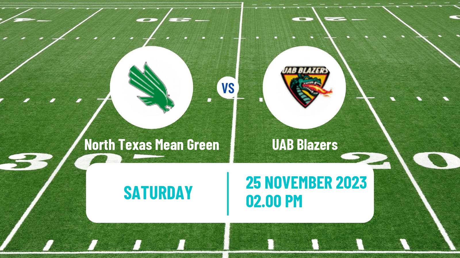 American football NCAA College Football North Texas Mean Green - UAB Blazers