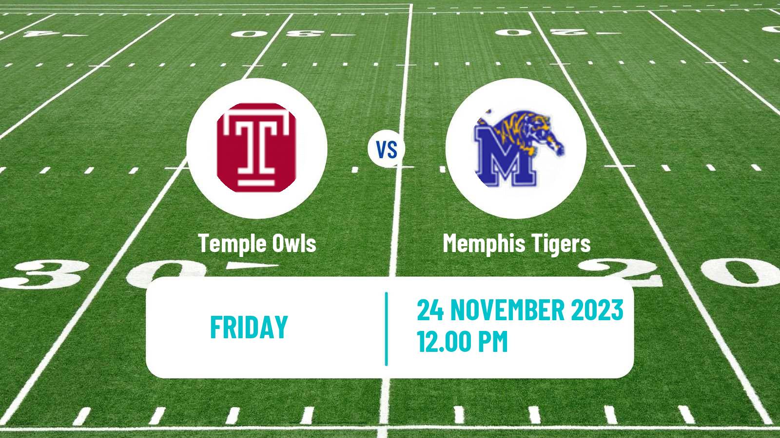 American football NCAA College Football Temple Owls - Memphis Tigers