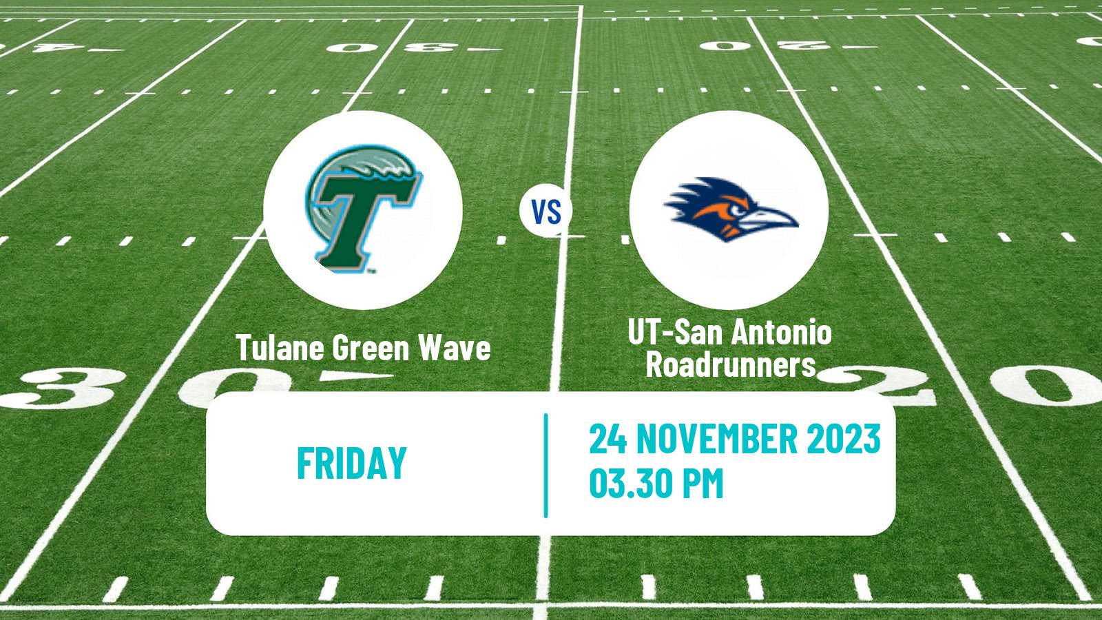 American football NCAA College Football Tulane Green Wave - UT-San Antonio Roadrunners