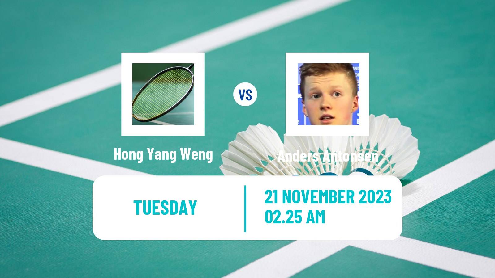 Badminton BWF World Tour China Masters 2 Men Hong Yang Weng - Anders Antonsen