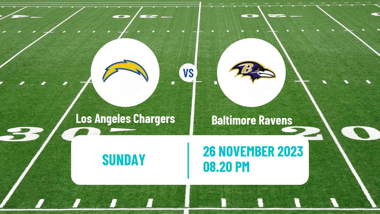American football NFL Los Angeles Chargers - Baltimore Ravens