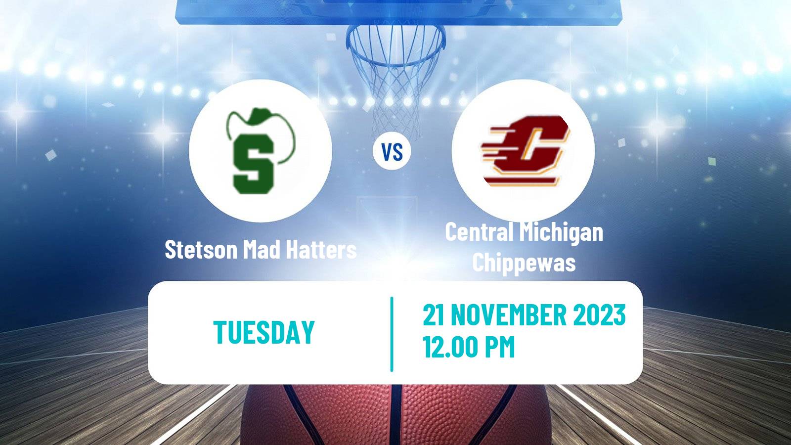 Basketball NCAA College Basketball Stetson Mad Hatters - Central Michigan Chippewas