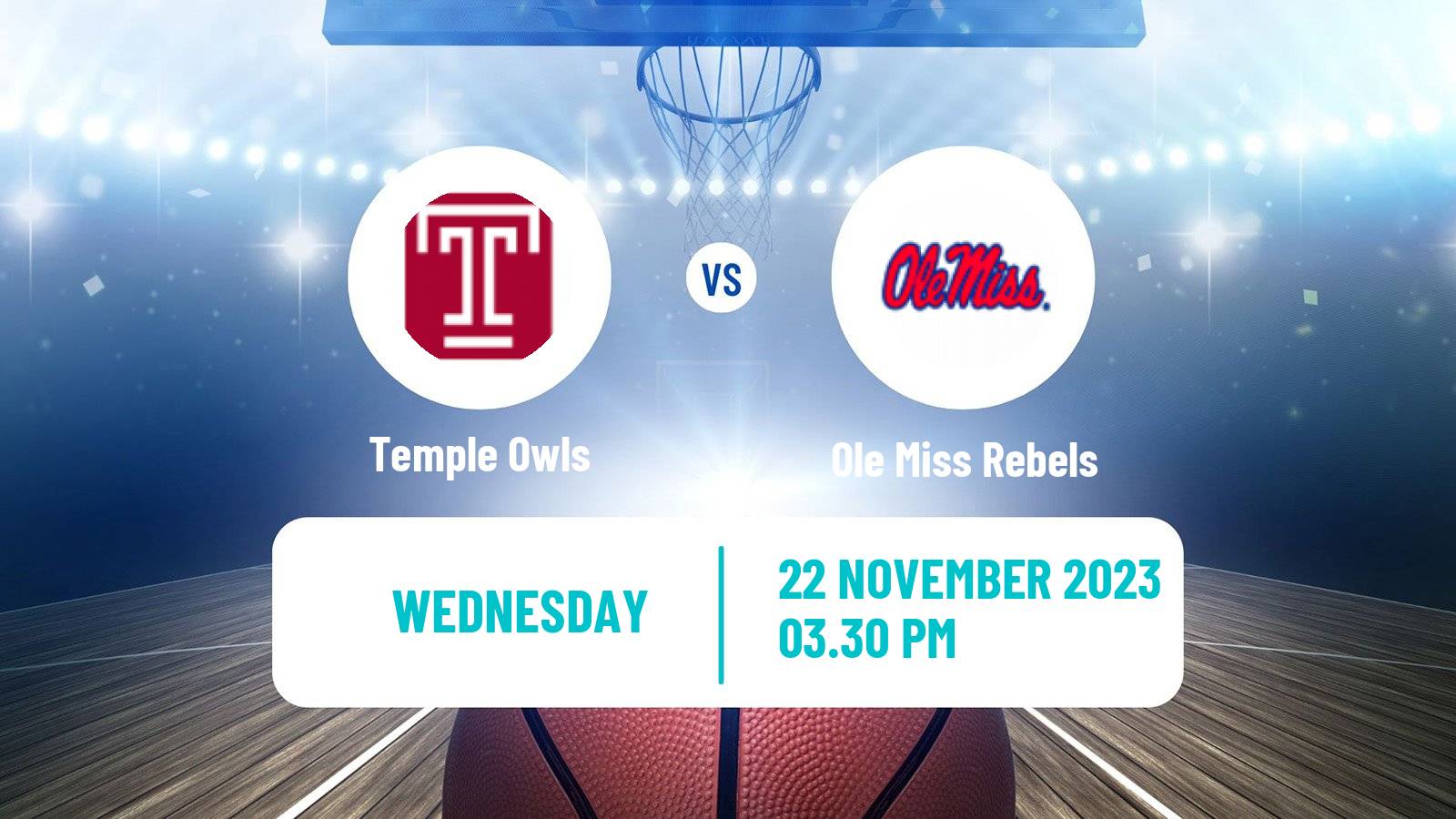 Basketball NCAA College Basketball Temple Owls - Ole Miss Rebels