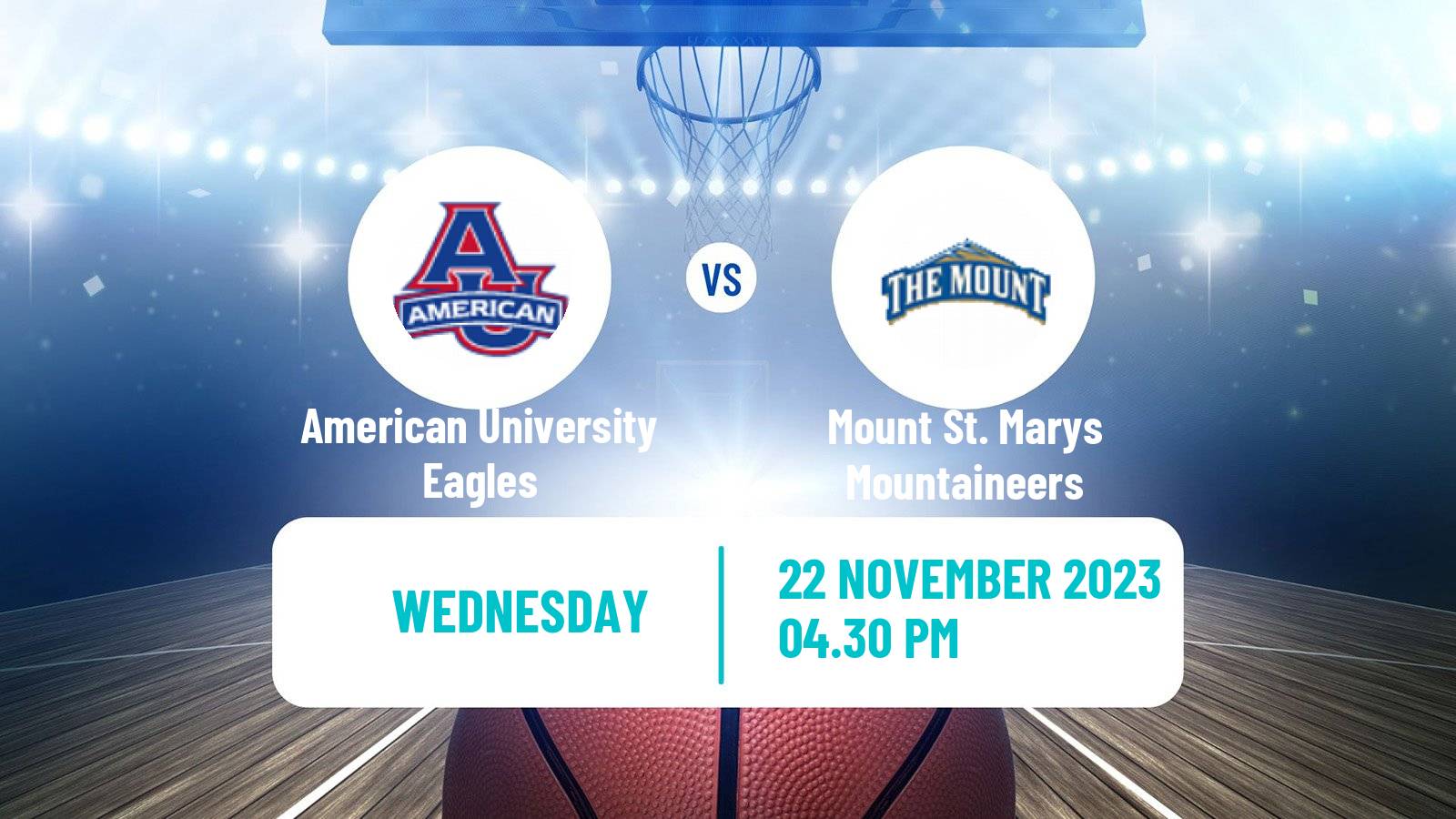 Basketball NCAA College Basketball American University Eagles - Mount St. Marys Mountaineers