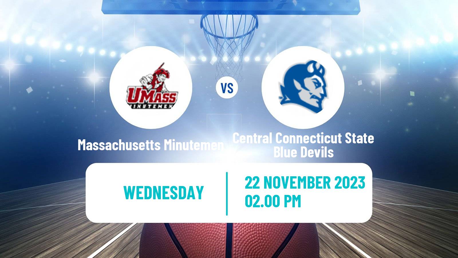 Basketball NCAA College Basketball Massachusetts Minutemen - Central Connecticut State Blue Devils