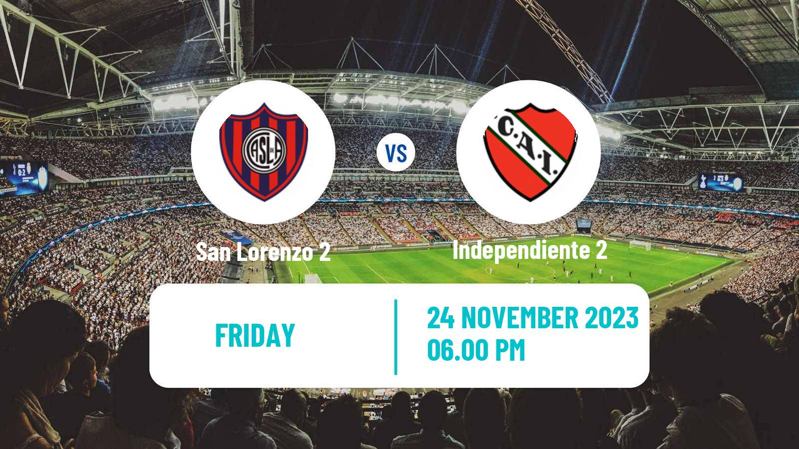 Soccer Argentinian Reserve League San Lorenzo 2 - Independiente 2