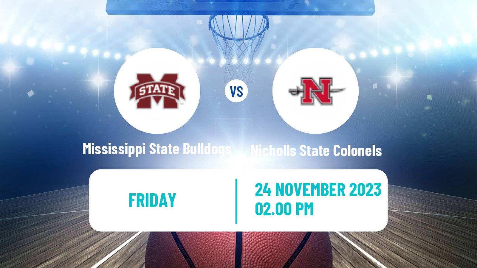Basketball NCAA College Basketball Mississippi State Bulldogs - Nicholls State Colonels