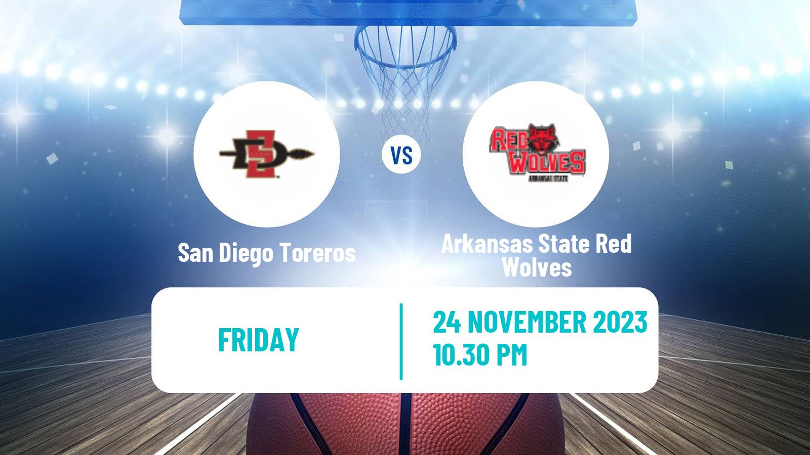 Basketball NCAA College Basketball San Diego Toreros - Arkansas State Red Wolves