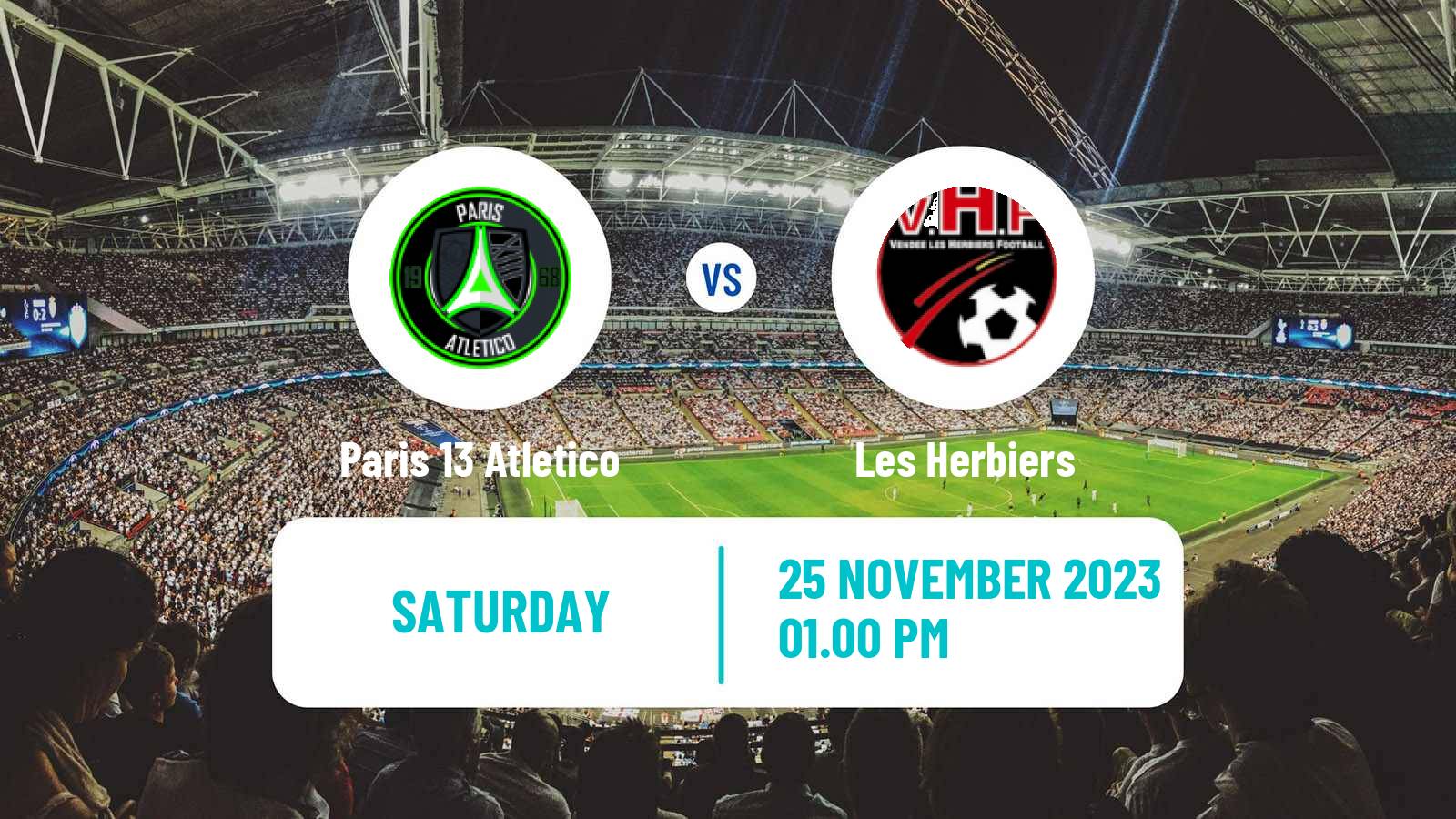 Soccer French National 2 - Group B Paris 13 Atletico - Les Herbiers