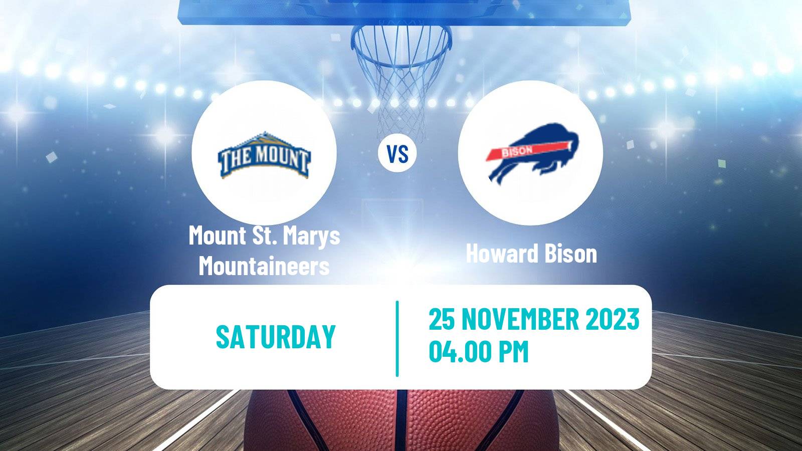 Basketball NCAA College Basketball Mount St. Marys Mountaineers - Howard Bison