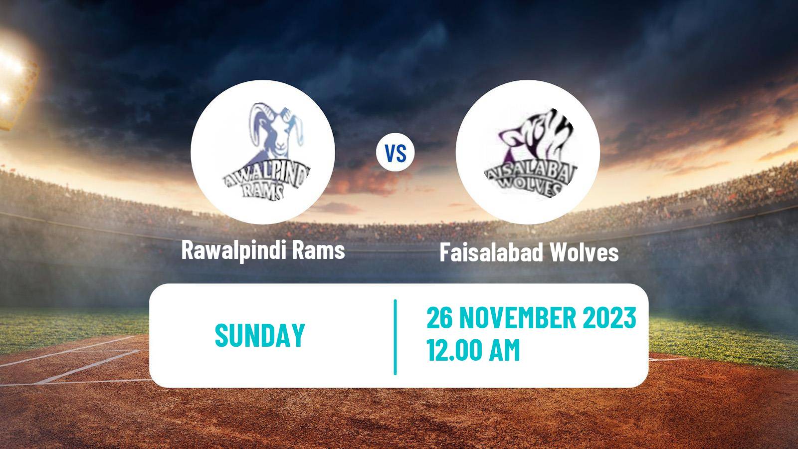 Cricket Pakistan T-20 Cup Rawalpindi Rams - Faisalabad Wolves