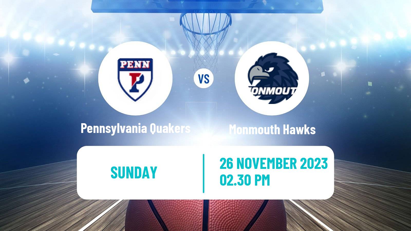 Basketball NCAA College Basketball Pennsylvania Quakers - Monmouth Hawks