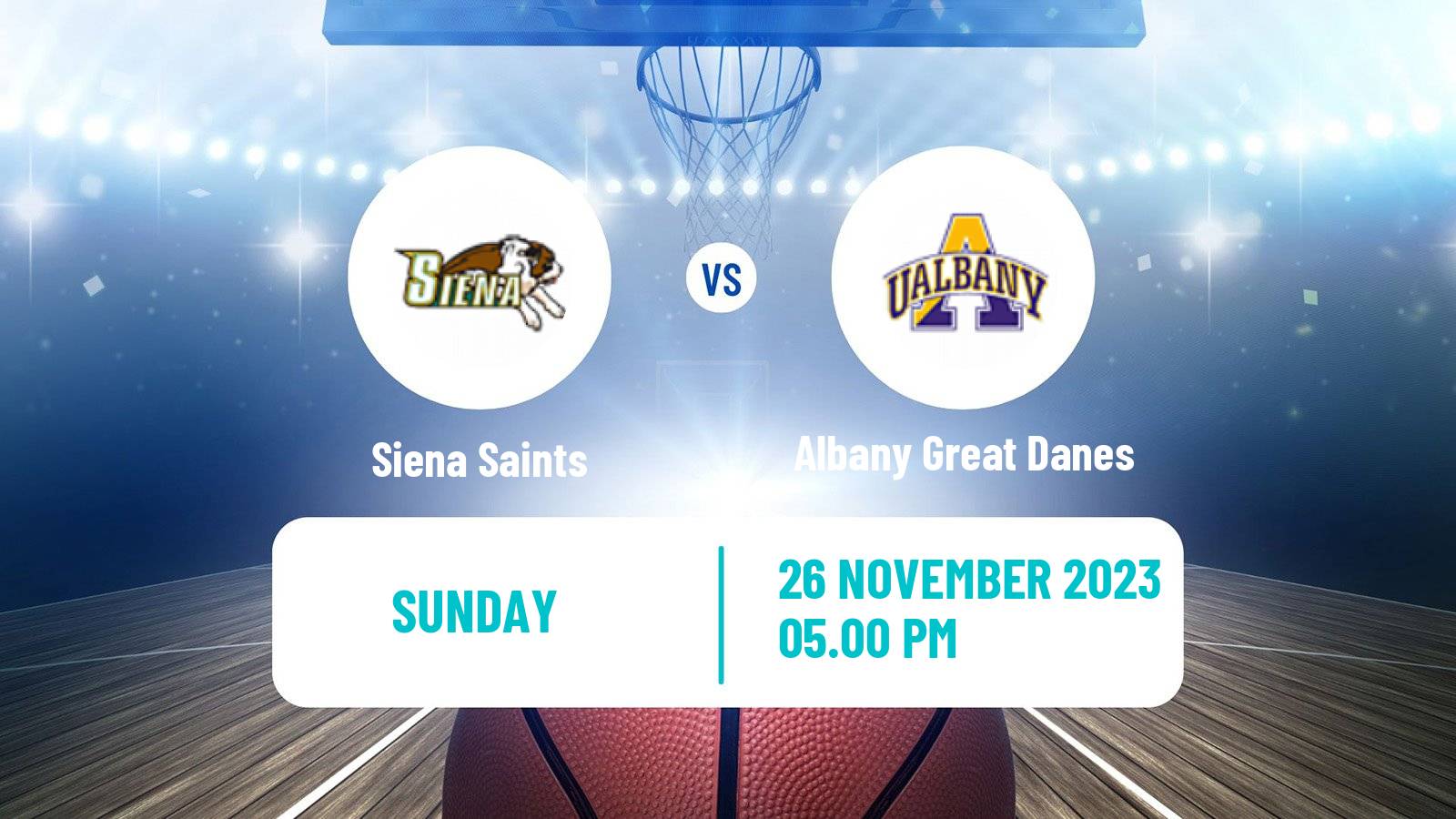 Basketball NCAA College Basketball Siena Saints - Albany Great Danes