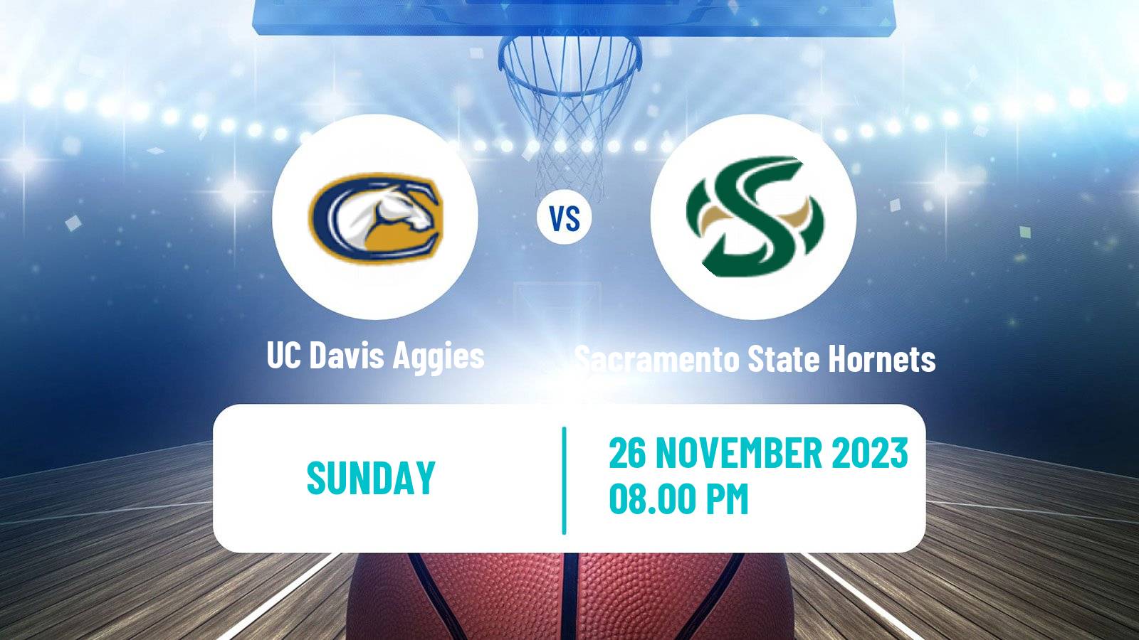 Basketball NCAA College Basketball UC Davis Aggies - Sacramento State Hornets