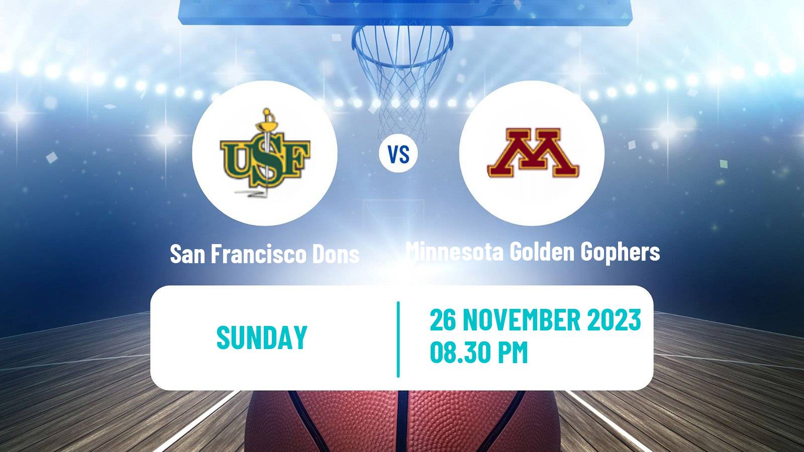 Basketball NCAA College Basketball San Francisco Dons - Minnesota Golden Gophers