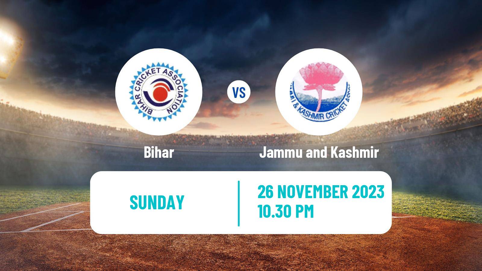 Cricket Vijay Hazare Trophy Bihar - Jammu and Kashmir
