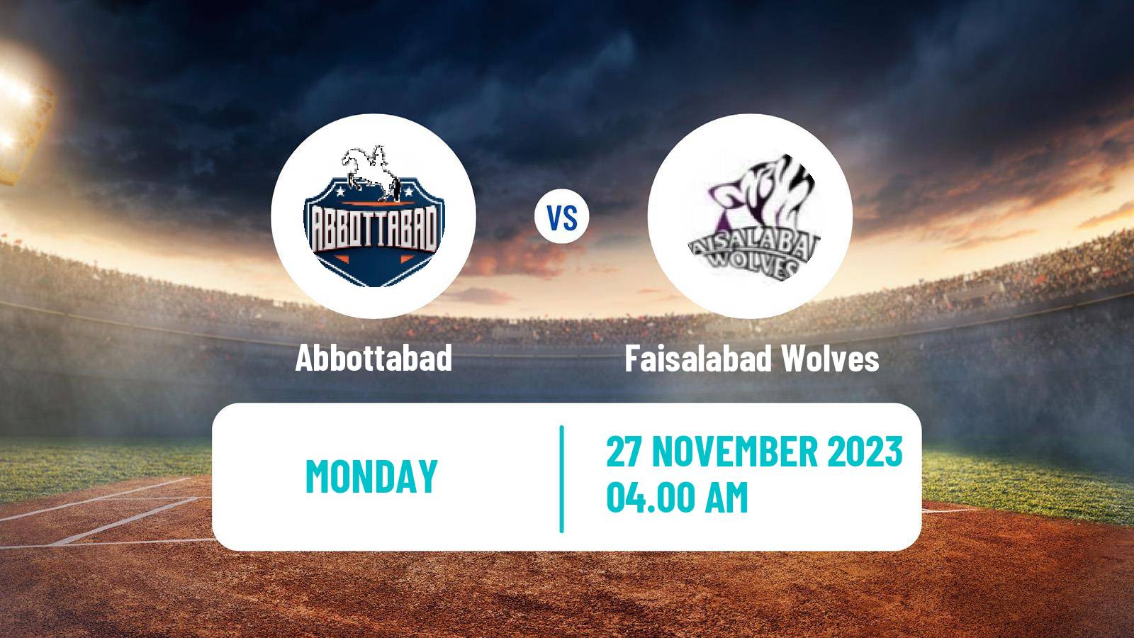 Cricket Pakistan T-20 Cup Abbottabad - Faisalabad Wolves