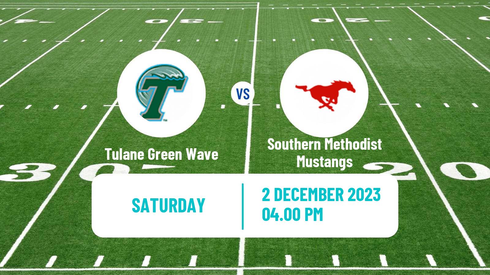 American football NCAA College Football Tulane Green Wave - Southern Methodist Mustangs