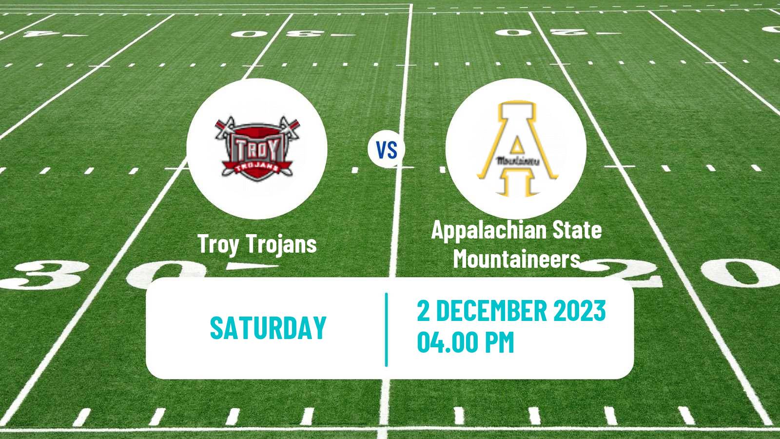 American football NCAA College Football Troy Trojans - Appalachian State Mountaineers