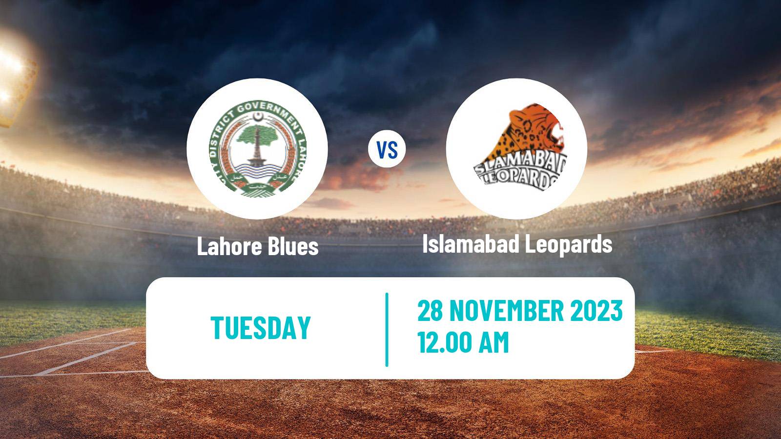 Cricket Pakistan T-20 Cup Lahore Blues - Islamabad Leopards