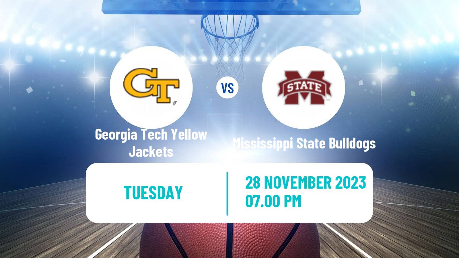 Basketball NCAA College Basketball Georgia Tech Yellow Jackets - Mississippi State Bulldogs