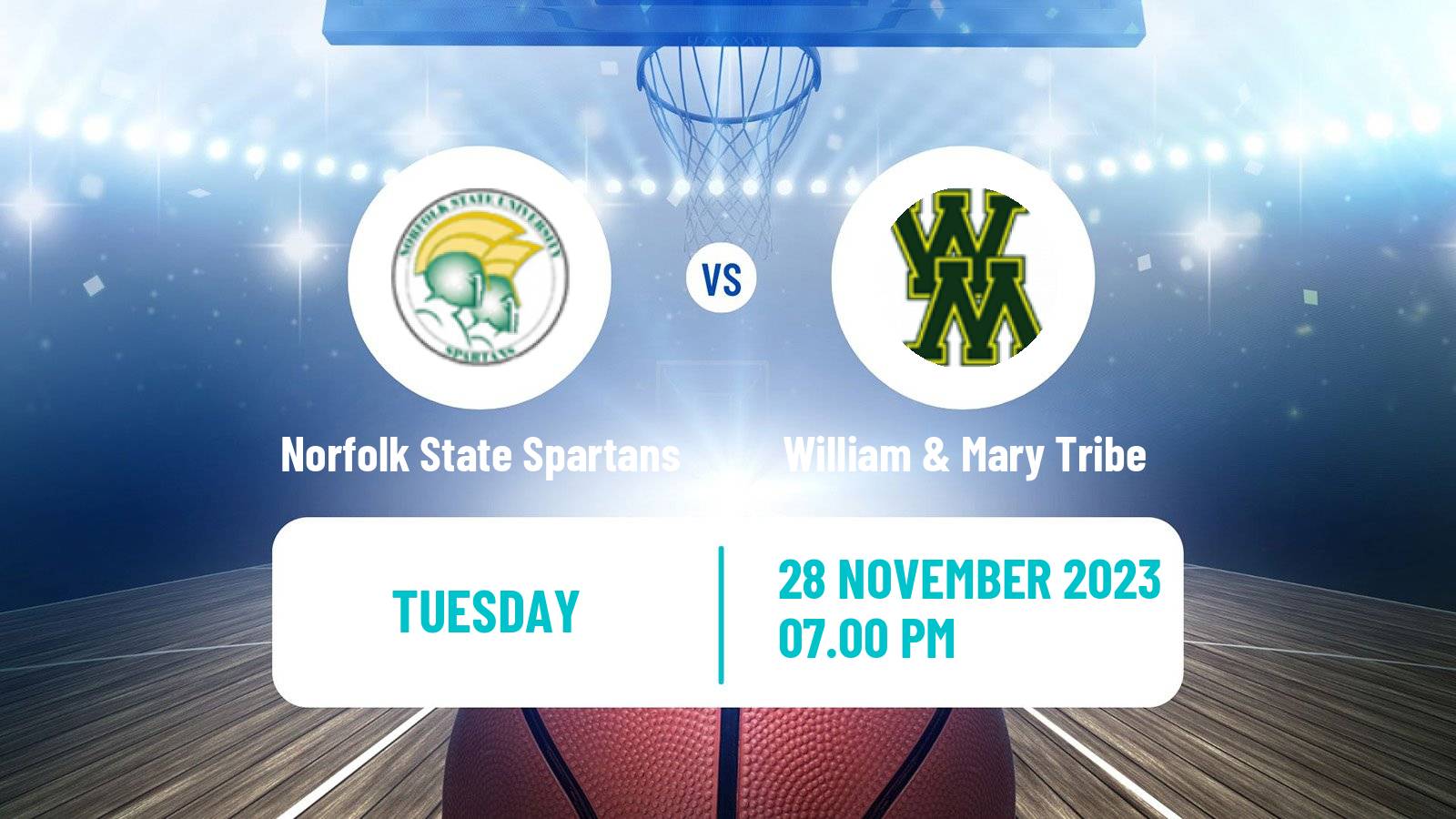 Basketball NCAA College Basketball Norfolk State Spartans - William & Mary Tribe