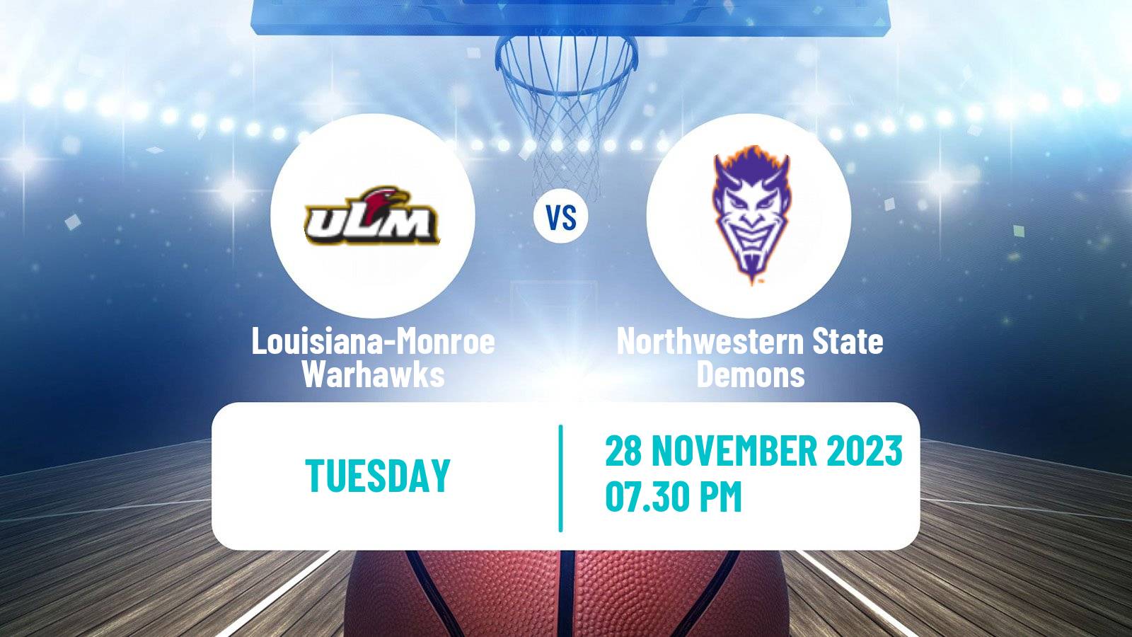 Basketball NCAA College Basketball Louisiana-Monroe Warhawks - Northwestern State Demons