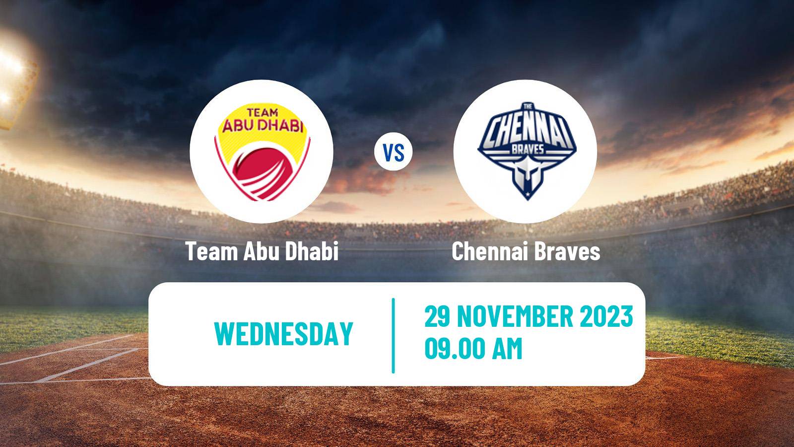 Cricket UAE T10 League Team Abu Dhabi - Chennai Braves
