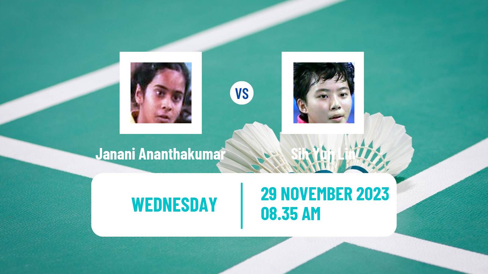 Badminton BWF World Tour Syed Modi International Championships Women Janani Ananthakumar - Sih Yun Lin