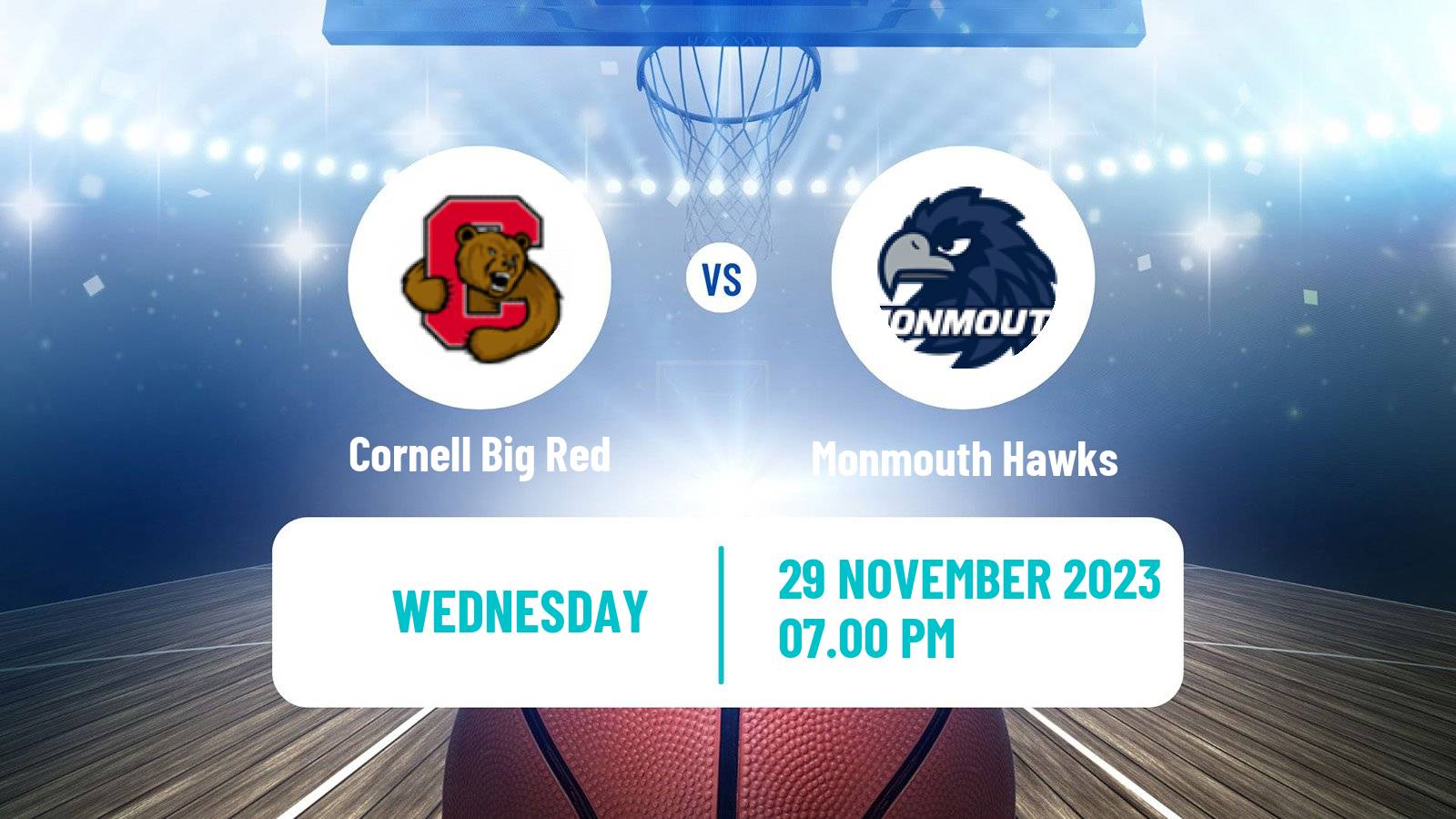 Basketball NCAA College Basketball Cornell Big Red - Monmouth Hawks